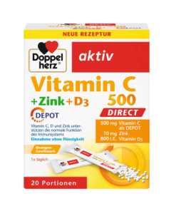 Alternative view of Doppelherz Vitamin C 500 DIRECT + Cink + D3 DEPOT 20 vrećica, Doprinosi normalnom funkcionisanju imunog sistema