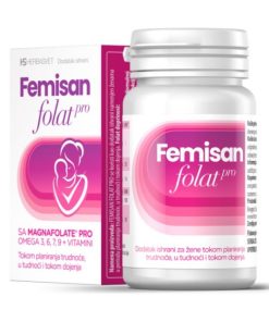 Alternative view of FEMISAN FOLAT PRO sadrži Magnafolate® PRO, folnu kiselinu u obliku metilfolata, 30 kapsula
