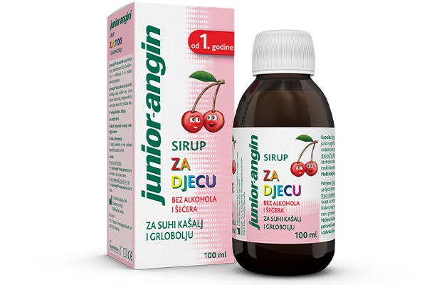 JUNIOR-ANGIN SIRUP 100ml, Za djecu,za suhi kašalj i grlobolju,okus trešnje - Slika 2