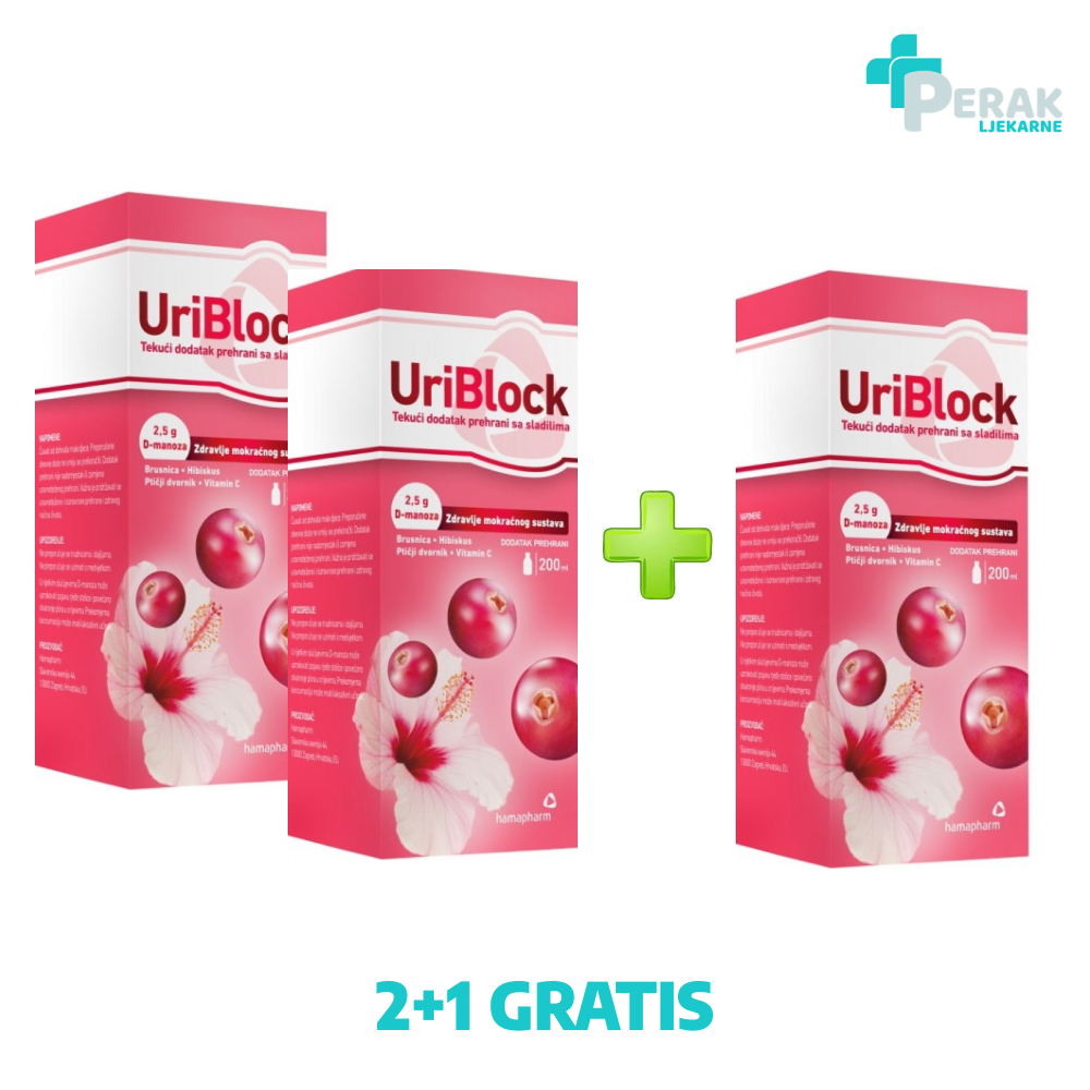 Hamapharm UriBlock za Urinarne Infekcije 200ml 2+1 GRATIS - Slika 2