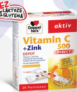 DOPPELHERZ VITAMIN C + CINK DIREKT DEPO vrećice a 20, Dodatak prehrani doprinosi normalnoj funkciji imunog sistema